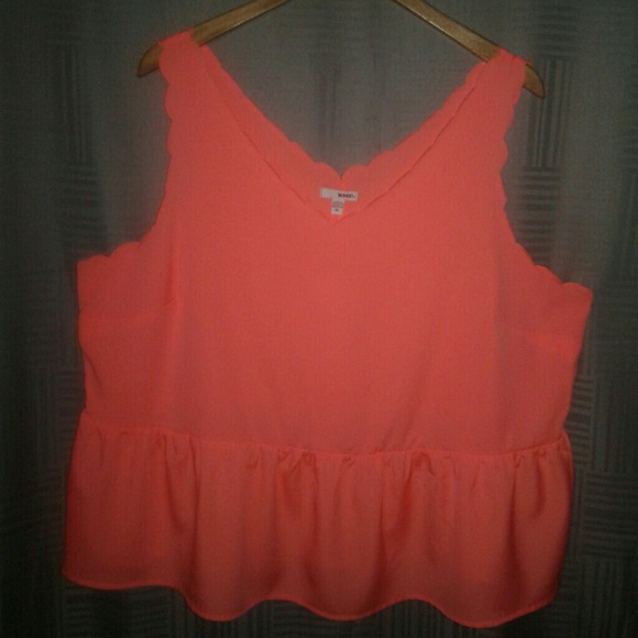BONGO Tops - Bongo Orange Scalloped Peplum Tank